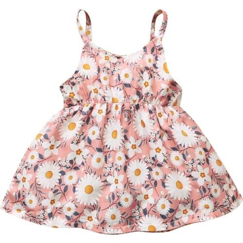 New Baby Girls Dress, Sleeveless Flower Print Sling Dress for Photography Birthday Party 2021