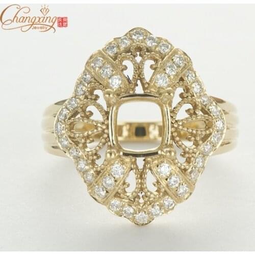 Cushion 6x6mm SOLID 14ct Yellow GOLD Natural DIAMOND ENGAGEMENT SEMI MOUNT RING