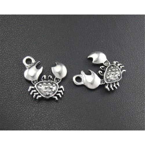 10pcs Silver Color Crab Charm Handmade Charms Handmade Charms Pendants Jewelry Findings 16x17mm A1712
