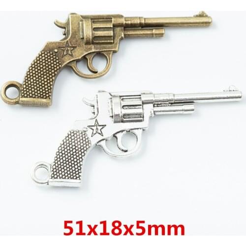 10 pieces of retro metal zinc alloy gun pendant for DIY handmade jewelry necklace making 6782