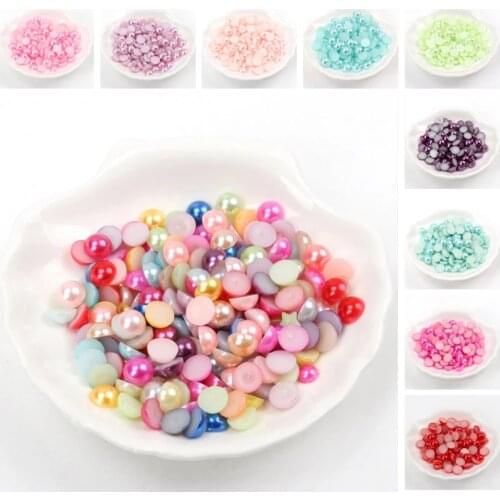 Half Round Acrylic Imitation Flatback Pearl Beads for Jewelry Making Diy Nail Art Phone Decor 3/4/5/6/8/10/12/14mm