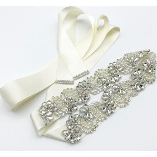 Fashion Handmade Crystal Bridal Beaded Sash Belt Flower Style Pearl Crystal Wedding Belts,Bridal Belt