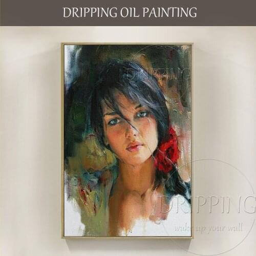 Hand-painted High Quality Beauty Portrait Oil Painting on Canvas Beautiful Spanish Lady Figure Oil Painting for Living Room