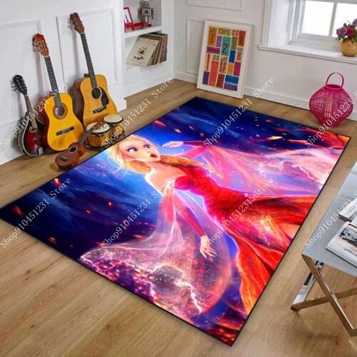 Pretty Disney Princess Frozen Elsa Anna Rug Floor Mat Carpet Baby Crawling Playmat Living Room Girls Kid Bedroom Bathroom Decor