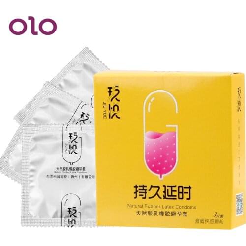 OLO 3 Pieces/Box Ultra Thin Condoms Intimate Goods For Men Safe Contraception Sex Toys Large Oil Lubricated Condom Natural Latex