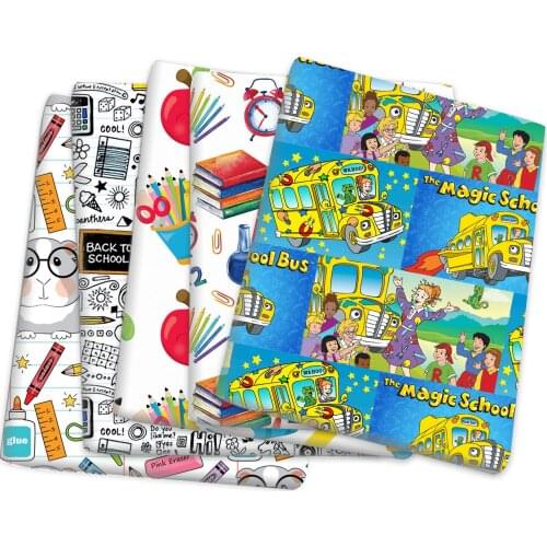 Bullet Fabric Liverpool Stretch Knit Fabric Back To School Pen Bus Patchwork Sew Quilting Needlework Material DIY Cloth,1Yc18699