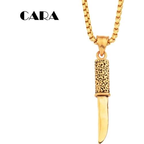 Vintage 316 Stainless Steel Necklaces & Pendants Attractive Knife Shape Men hip hop Jewelry HOT SALE CAGF0091