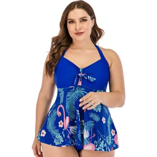Plus Size 5XL Women Swimsuit Swimwear Push Up Top Swim Two Pieces Skirt +Bikini Bathing Swimming Suit Female Beachwear 2021