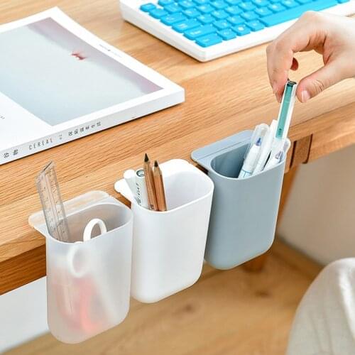 1PC PP Creative Pencil Holder Pen Case Adhesive Desktop Organizer Office Decor Container Stationery Storage Desk Accessories