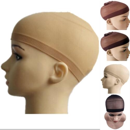 2PCS (1bag) Unisex Elastic Stocking Wig Liner Cap Snood Nylon Stretch Mesh Headbands A44
