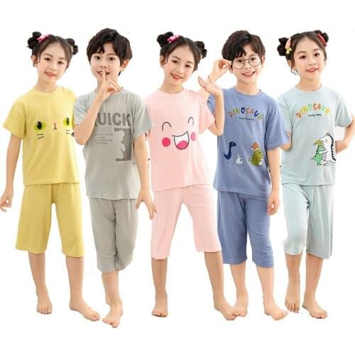 2Pcs Children Pajamas Kids Baby Girl Boys Summer Short Sleeves Cartoon Clothing Costume Sleepwear Pyjamas Sets 8 9 10 12 14 Yrs