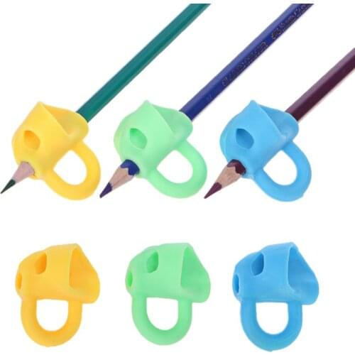 3Pcs Magic Grip Pencil Help Beginner Writing Silicone Toys Baby Double Thumb Posture Correction Pen Tool for Kids Children C26