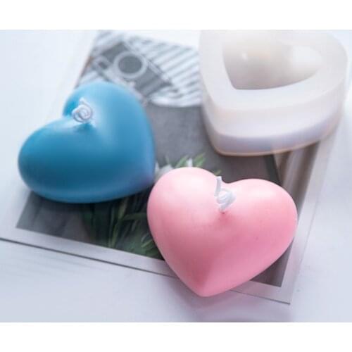 3D Love Heart Silicone Candle Mold Heart Aroma Gypsum Plaster Silicone soap Mould Polymer Clay Molds Crafts DIY Gifts