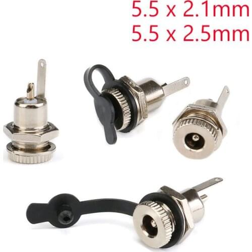 5Pcs DC-099 5.5 x 2.1mm 5.5*2.1 DC Power Female Socket Jack Panel Mount Connector Adapter and Waterproof Cap 5.5*2.5