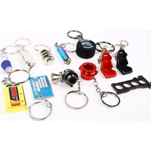 Car Auto JDM Parts Piston Brake Exhaust Pipe Seat Intercooler BOV Tire Crankshaft Gasket Wankel Rotary Keychain Key ring