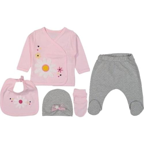 Jaju Baby Daisy Embroidered Pink Bodysuit 0-3 Months