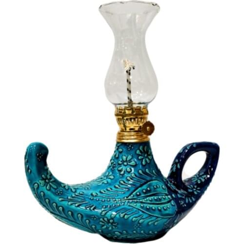 Gas Lamp Authentic Lamp Home and garden Ornaments Turquoise Color Handmade Relief Pattern Large Size Tile Gas Lamp Authentic