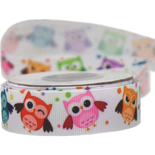 [IuBuFiGo] 5010 Yard 7/8" Owl Printed grosgrain ribbon 22mm Animal ribbons Hair bow DIY Tape