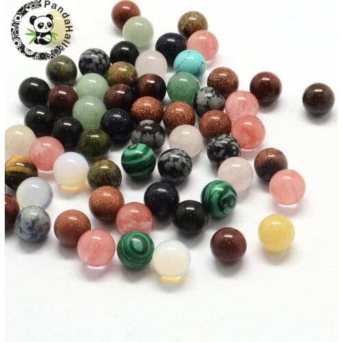 50pcs Round Natural & Synthetic Stone Beads, No Hole Beads, DIY Jewelry Making Beads 9~11mm