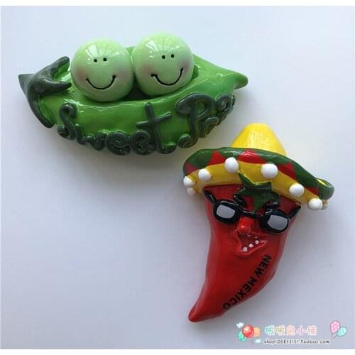 Cute Cartoon Pea Mexican Chili Resin Fridge Magnet