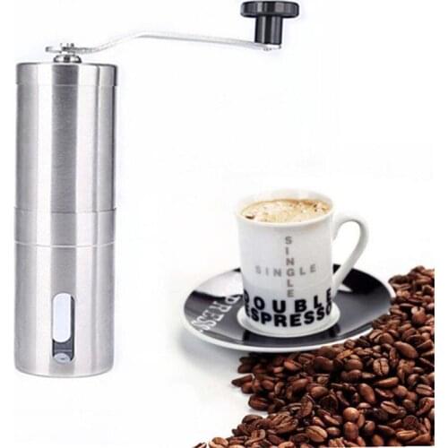 Silver Coffee Grinder Mini Stainless Steel Hand Manual Handmade Coffee Bean Burr Grinders Mill Kitchen Tool Grinders