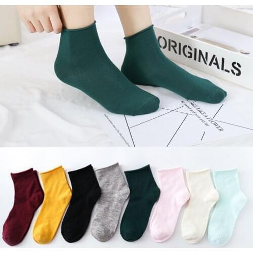 Spring Summer Casual Socks For Women Candy Color Breathable Cotton Socks Female Solid Color Pile Socks Students Soxs Gifts 2021