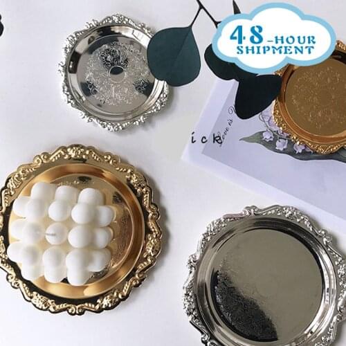New Nordic retro metal plate candle jewelry Korean style decoration display earrings shooting props swing shooting storage tray