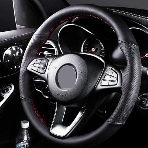DIY Black Wear-Resistant Faux Leather Car Steering Wheel Cover For Mercedes-Benz Vito III ( W447 ) 2015-2020 Braid