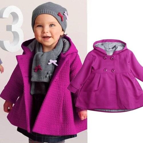 Pudcoco 2019 New Arrival Baby Toddler Girls Fall Winter Trench Coat Wind Hooded Long Sleeve Jacket Kids Outerwear Solid Coats