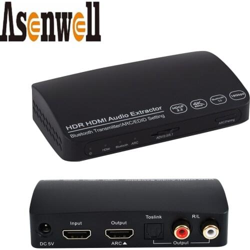 HDMI to HDMI Converter L/R SPDIF Toslink 5.1 ARC HDCP 2.2 4K60Hz EDID HDR Video Audio Bluetooth 5.0 Sender HDMI Audio Extractor