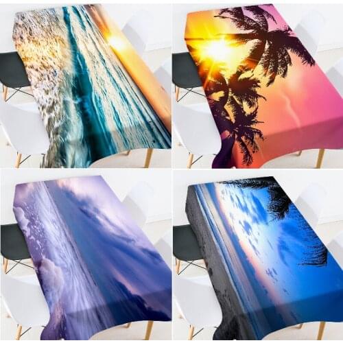 Sea and seaside scenery tablecloth table cloth round tablecloth rectangular waterproof tablecloth fall tablecloth table cover