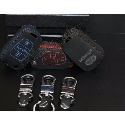 Only Red car key case cover Genuine quality leather Hand sewing car key cover DIY car styling for HYUDNAI ELANTRA