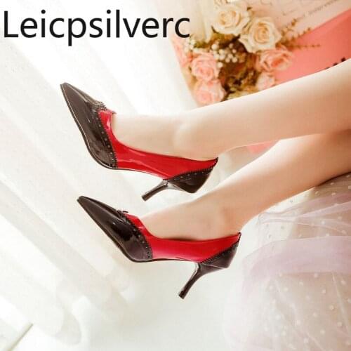 Pumps Spring and autumn new style fashion Pointed Shallow mouth Color matching Fine heel High heel Womens shoe plus size 33-43