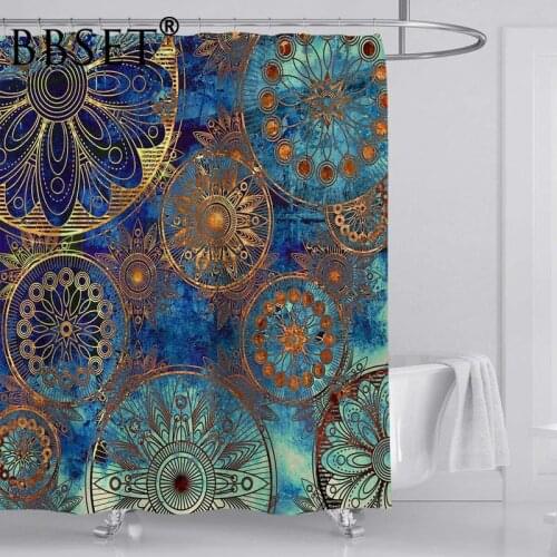 Top Quality Shower Curtain Modern Golden Mandala Pattern Waterproof Multi-size Douchegordijn Bathroom Decor with 12 Hooks
