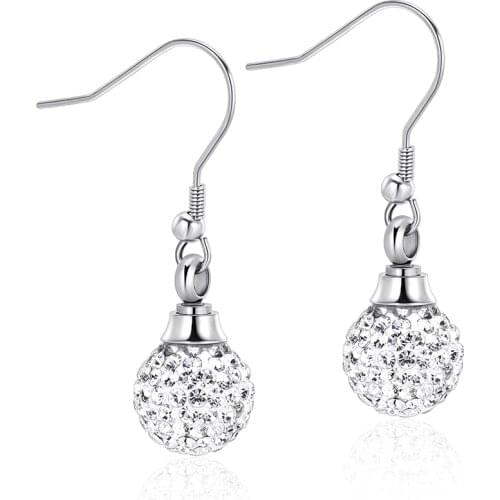 Cremation Jewelry Crystal Cremation Earring for Ashes for Women Stainless Steel Keepsake Memorial Jewelry for Loved One