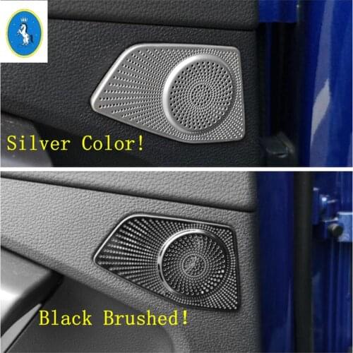 Auto Accessory Rear Door Upper Stereo Speaker Audio Sound Cover Trim Fit For Audi Q3 2019 2020 2021 Silver / Black Brushe