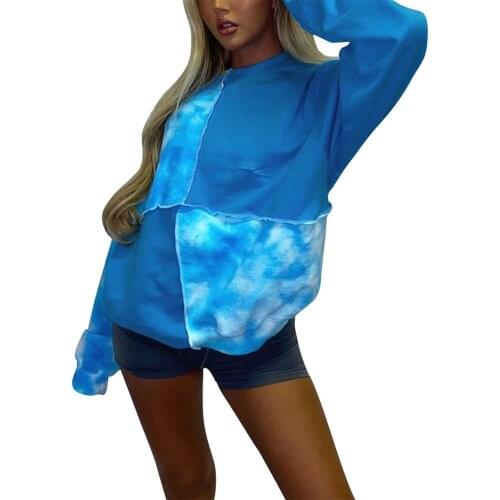 Women Loose Casual Sweater Long Sleeve Regular Style Round Neck Color Block Pullover Tunic Top