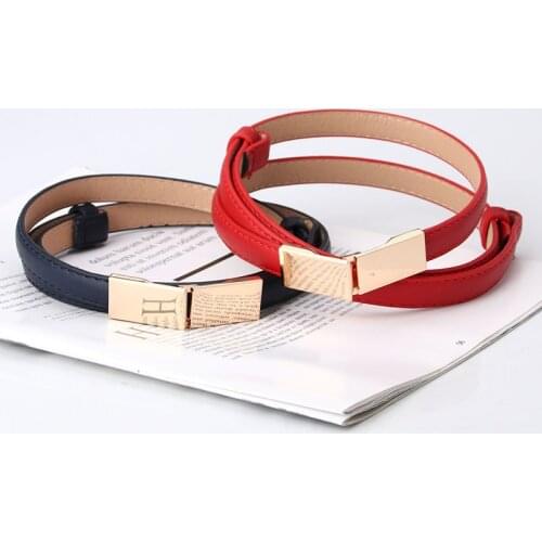 Belt Dress Simple Versatile Fashion Women Leather Belt Thin Skinny Metal Gold Elastic Buckle Waistband Belt Dress Accessories