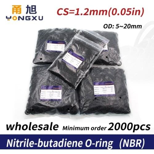1.2mm Thickness 2000PCS/bag wholesale Rubber NBR Seal O-Ring OD5/6/7/8/9/10/11/12/13/14/15/16/17/18/19/20mm O Ring Gasket Washer