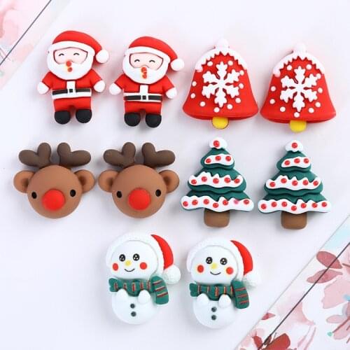 10Pcs/lot Christmas Decoration Flat back Resin Cabochon Kawaii Santa Claus Snowman Charms DIY Scrapbooking Jewelry Accessories