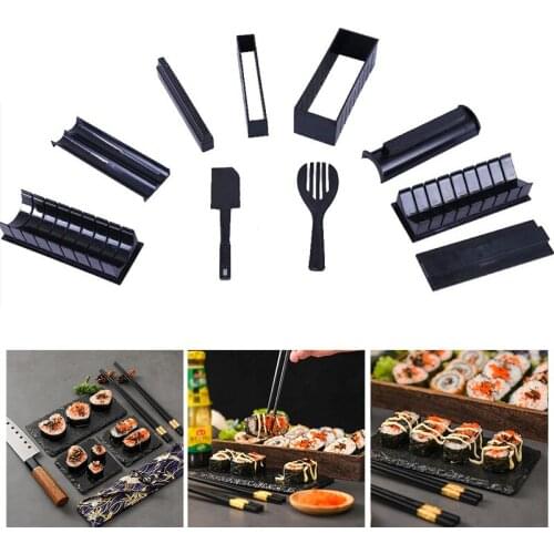 10 Pcs/Set DIY Sushi Maker Onigiri Mold Rice Mould Making Kits Roll Kitchen Bento Accessories Tools