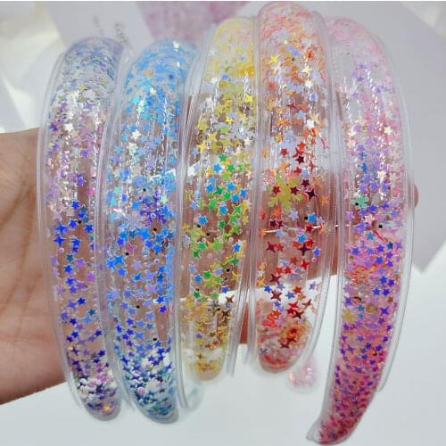 2pcs Girls Hairbands Children Sequins Headbands Kids New clear PVC with glitter star Hair Bands Hair Accessories