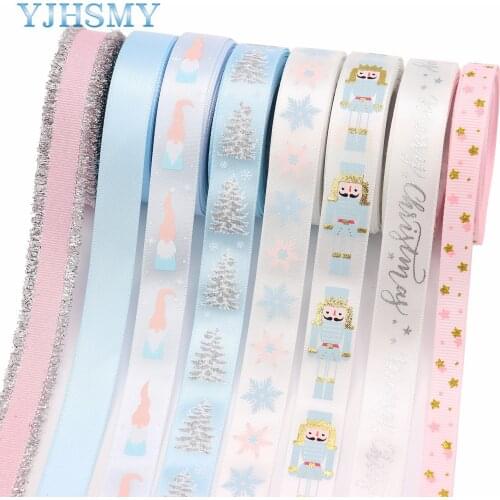 3/8" (10mm) 21521-1,5yards Holiday Christmas Grosgrain Ribbon Set Accessory for Gift Package Wrapping,Wedding Decor