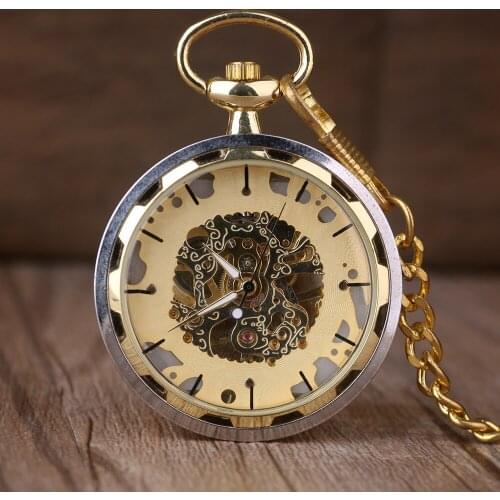 5pcs/lot Exquisite bronze steampunk mechanical pocket watch mens and womens bronze jewelry pocket watch