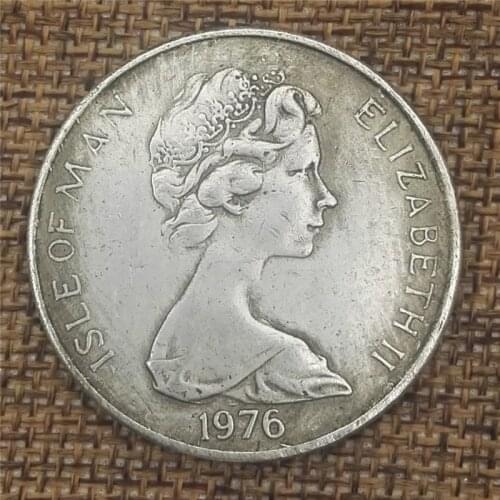 50piece/lot 1976 make old copper and silver coins Elizabeth S on the Isle of man collecting foreign antique coins