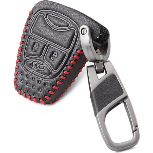AndyGo Leather Key Fob Cover Case For Jeep For Chrysler 200 300 Aspen PT Cruiser Sebring For Dodge Durango Avenger Charger
