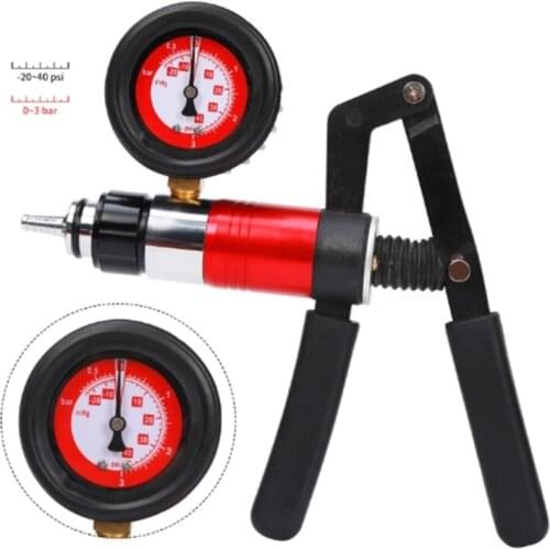 Automobile Handheld Vacuum Pump Brake Fluid Drain Tester Kit Vacuum Gauge Tool Kit with Adapter Shell Metal Handle