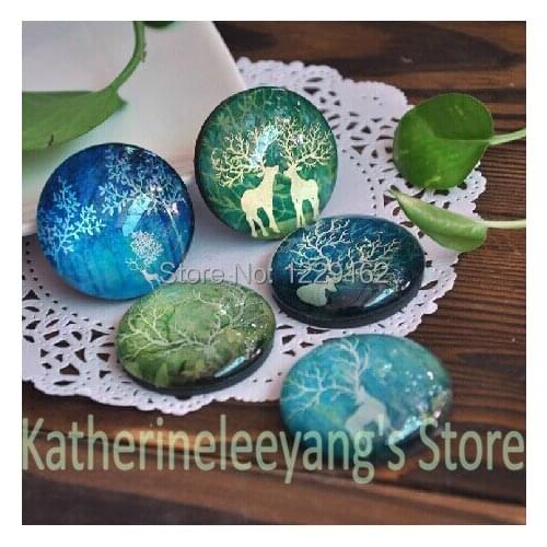 Free shipping(5pcs/set ) Cartoon Deer Round Crystal Glass fridge magnet message sticker Crystal Art Craft home Decor