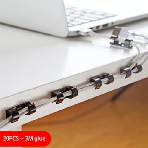 20PCS Cable Organizer Clips Cable Management Flexible USB Line Earphone Winder Cord Holder for Desktop Table Wire Manager Clips