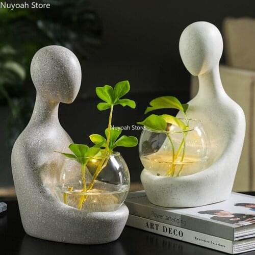 Abstract Character Hydroponic Vase Decoration Art Resin Couple Decoration Decoration Modern Simple Flower Arrangement Crafts